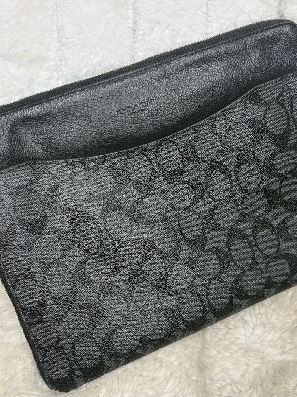 Coach Black Signature Laptop Sleeve with Embossed Logo black notebook case tech